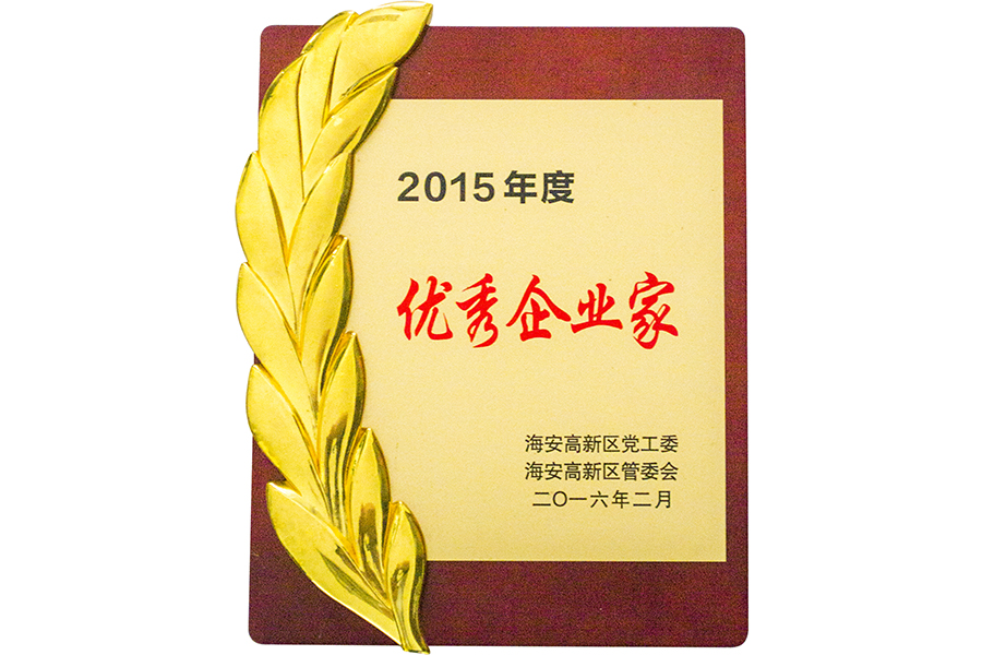 2015年度榮獲優(yōu)秀企業(yè)家